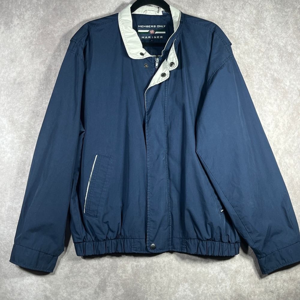Vintage Members Only Mariners Bomber Jacket Mens Large Navy Blue Zip Outdoor 90s
